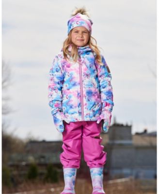Toddler Girls Printed Jacket Two-Piece Mid-Season Outerwear Set Butterflies On Multicolored And Vibrant Pink Background - Toddler|Child