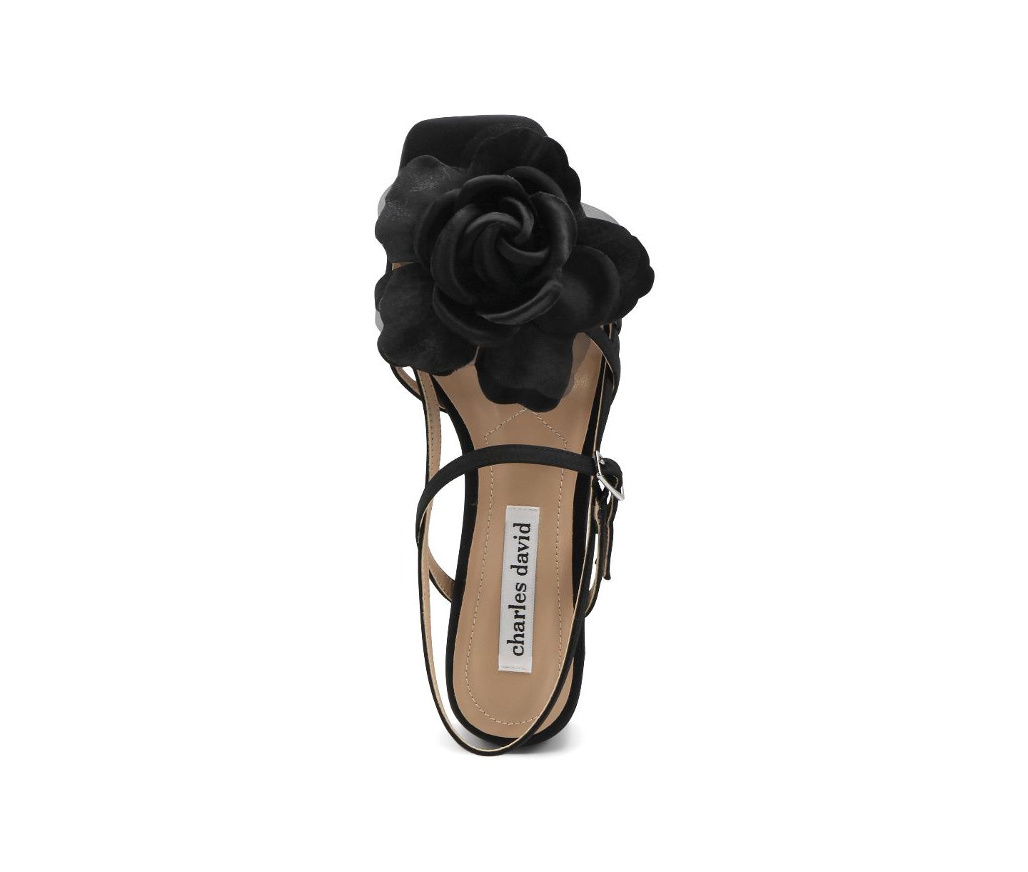 Женские сандалии Charles David Deb Floral Low Heel Slingback Dress Sandal, цвет: Чёрный — фото 3