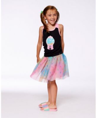 Toddler Girls Organic Cotton Racerback Tank Top Black And Candy Machine - Toddler|Child