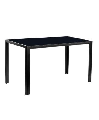 Simple Assembled Tempered Glass & Iron Dinner Table