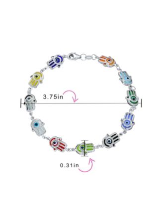 Delicate Strand Bracelet with Hamsa Hand & Evil Eye Charms in Sterling Silver