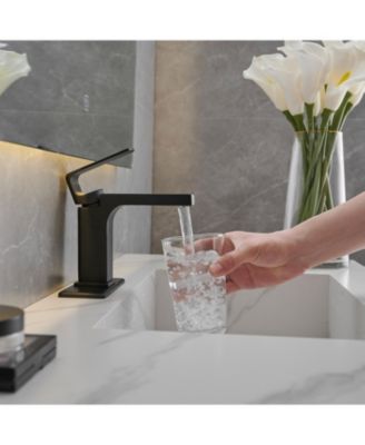 Waterfall Bathroom Faucet, 8" Widespread 2-Handle with Pop-Up Drain, Matte Black & Brushed Nickel Finish