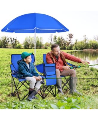 Portable Folding Picnic Double Chair With Umbrella