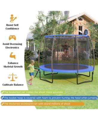 12 Feet Recreational Trampoline with Basketball Hoop