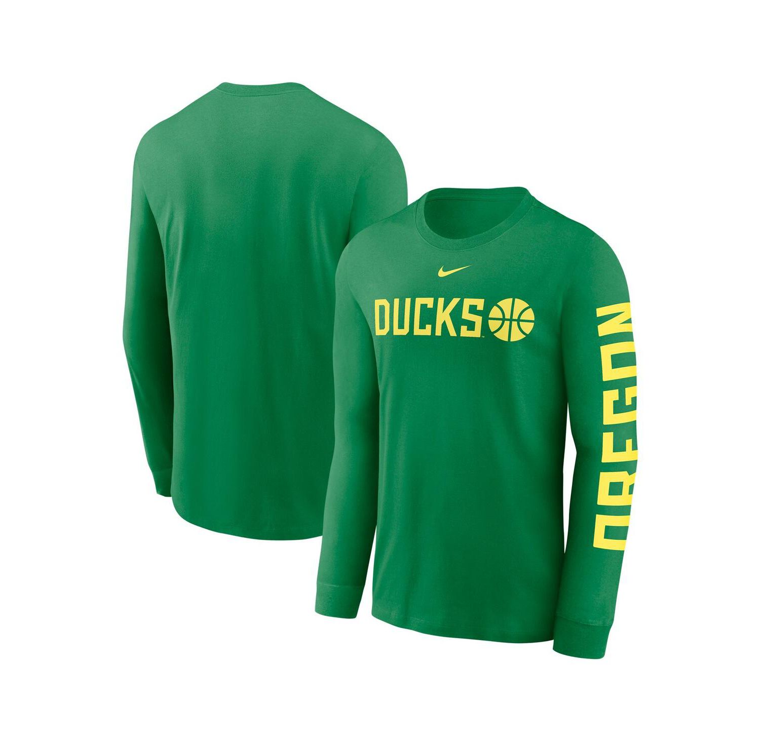 Men's Apple Green Oregon Ducks Basketball Icon Two-Hit Long Sleeve T-Shirt