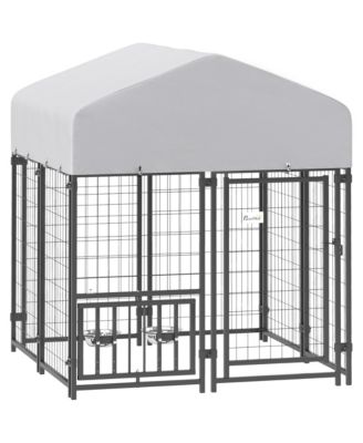 Outdoor Dog Kennel With Rotating Adjustable Bowls 3.9 X 3.9 X 4