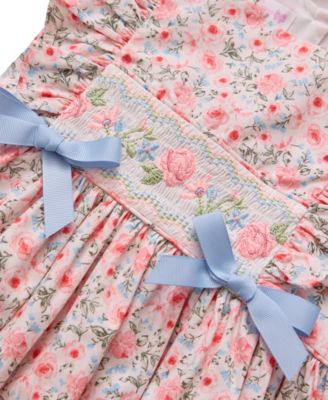 Toddler and Little Girls Ditsy Floral Print Smocked Dress
