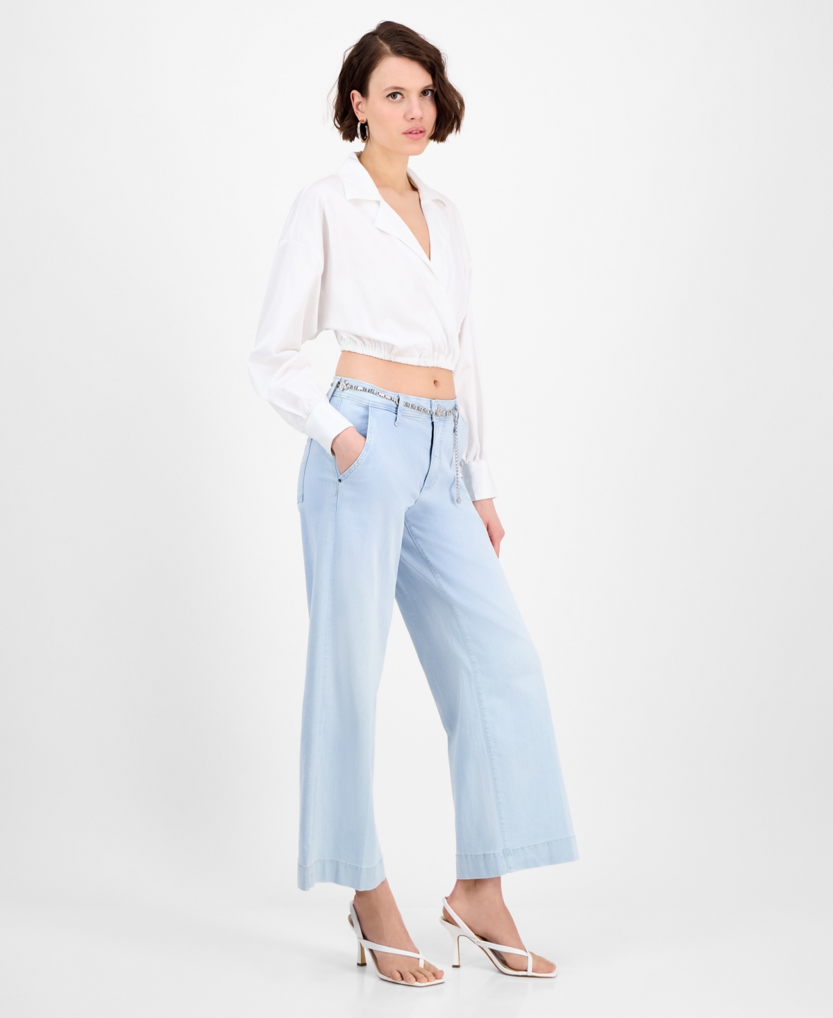 GUESS WOMEN'S CAIDEN LONG-SLEEVE CROP TOP 