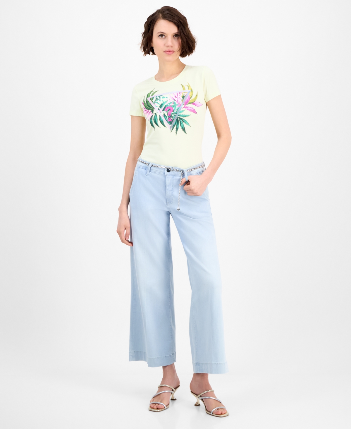 Women's Zoya Cropped Wide-Leg Jeans - Nuage Light