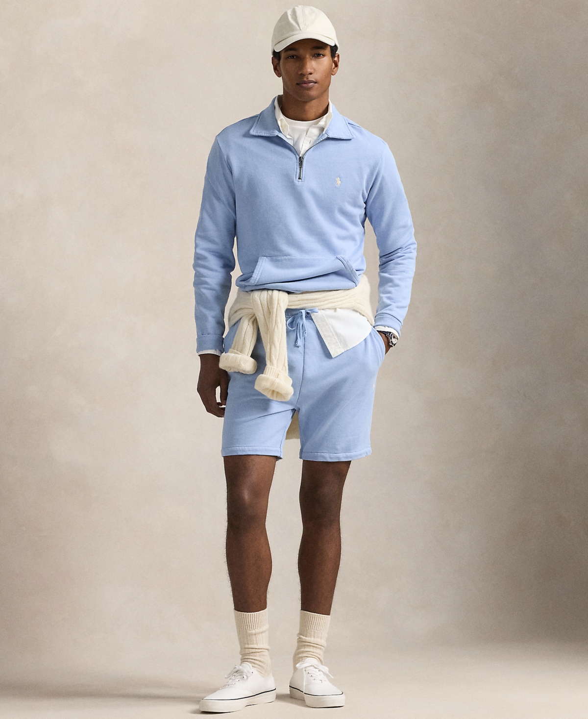 Polo Ralph Lauren 6.5 Inch Loopback Fleece Shorts In Chambray Blue