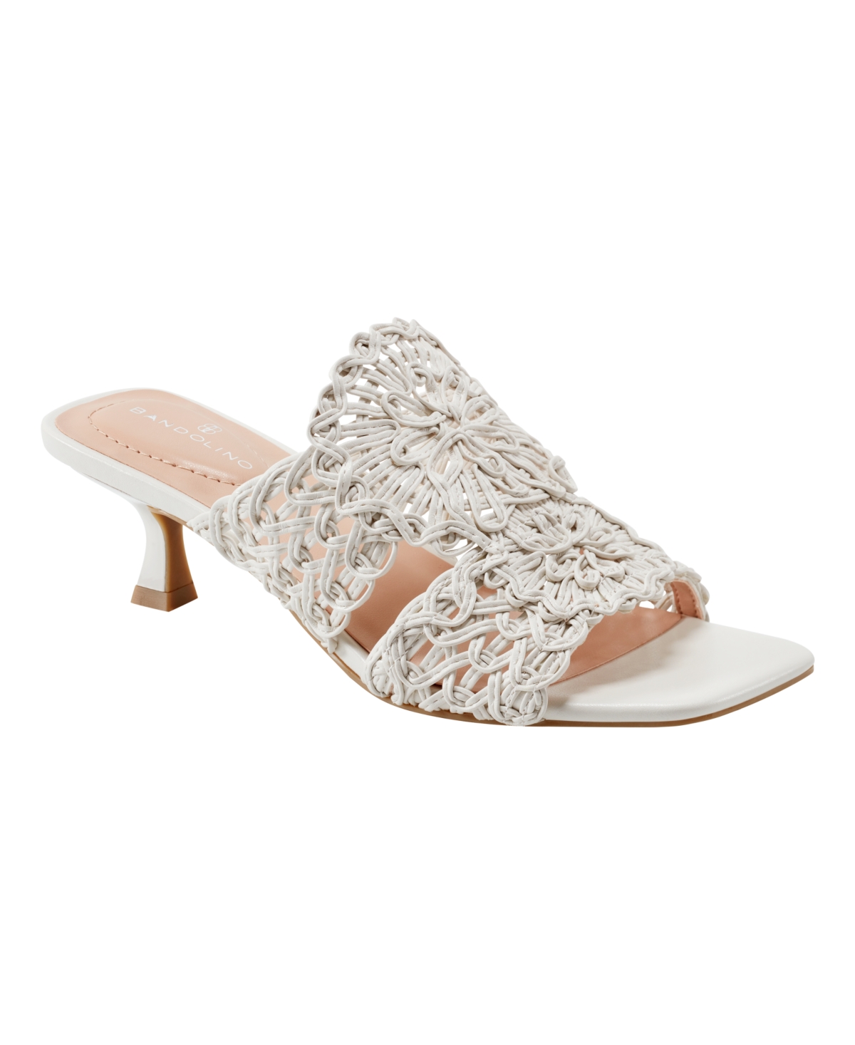 Shop Bandolino Women's Melvana Woven Kitten Heel Sandals In Cream