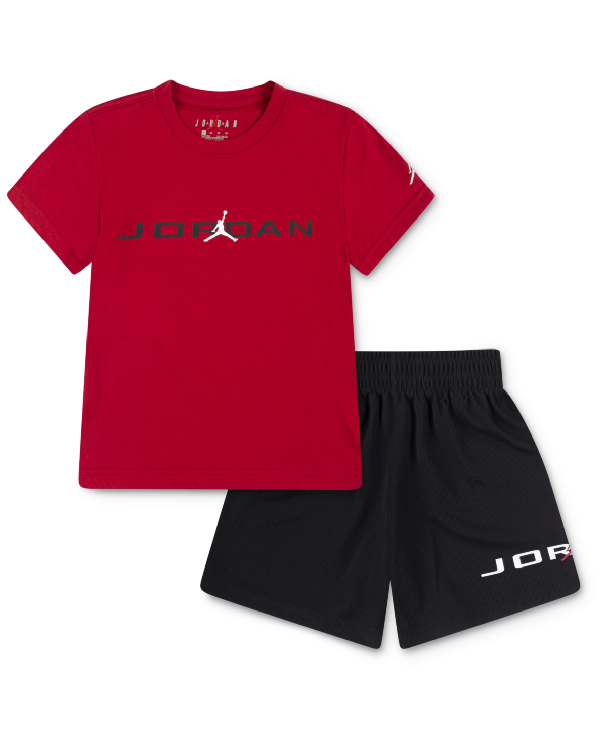 Shop Jordan Little Boys 2-piece Mj Baseline Mesh Shorts And T-shirt Set In Black