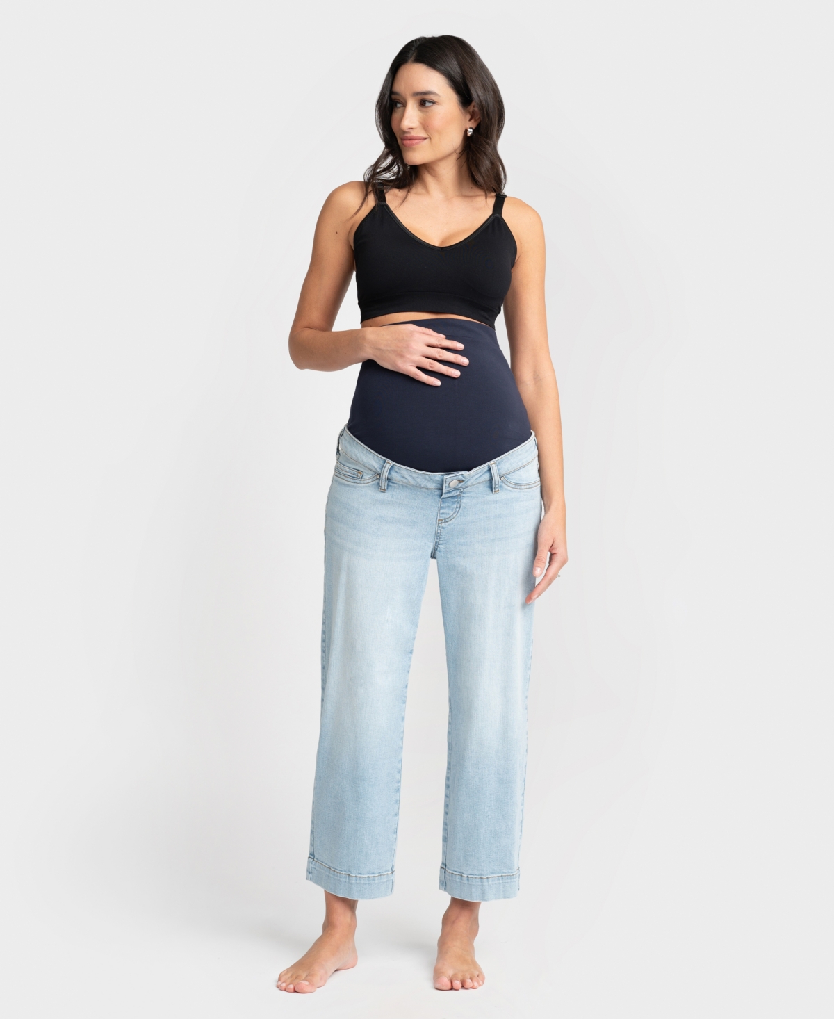 Shop Seraphine Women's Maternity Cropped Jeans In Light Vintage