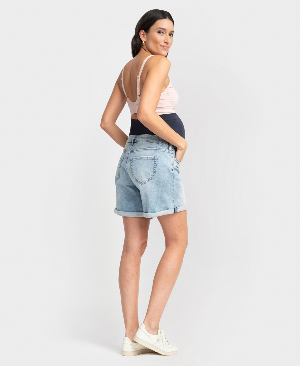 Shop Seraphine Women's Maternity Denim Shorts In Light Vintage