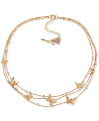 lonna - lilly Gold-Tone Crystal 3-Row Butterfly Necklace 16 3 extender 7290₽