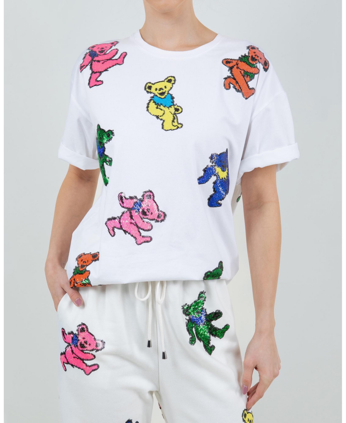 Grateful Dead Dancing Bears Sequin Relaxed T-Shirt - Black