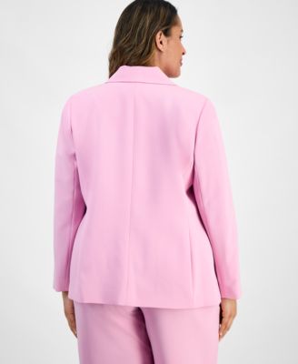 Plus Size Single-Button Crepe Blazer