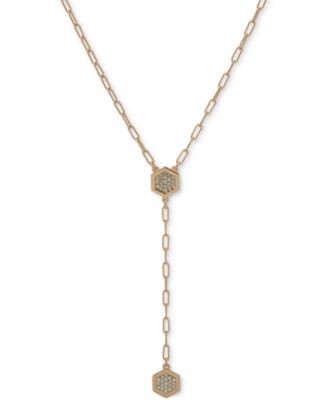 DKNY Gold-Tone Crystal Pav Hexagon Lariat Necklace 16 3 extender 7990₽