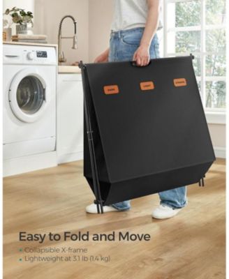 3-Section Laundry Sorter with Collapsible X-Frame, Ink Black