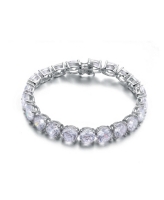 Sterling Silver White Gold Plated with Dazzling Clear Cubic Zirconia Tennis Bracelet - White