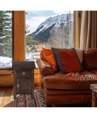 Kona Grove Distressed Rustic Solid Acacia Cabinet Chairside End Table