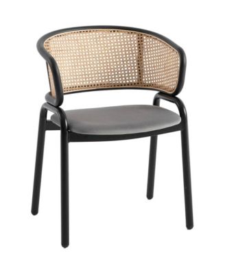 Dining Chair With Stainless Steel Legs Velvet Seat and Wicker Back