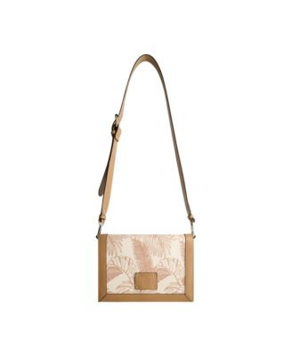 Graphic Leaf Print City Messenger Bag