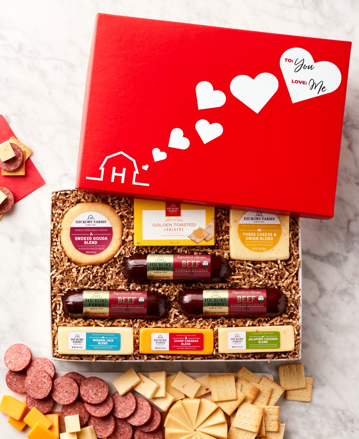 Hickory Farms Deluxe Valentine's Day Savory Snacks Gift Box, 9 Pieces