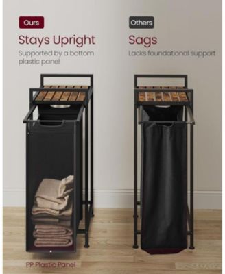 Slim Laundry Basket with Bag, 12.7-Gallon, Black & Rustic Brown