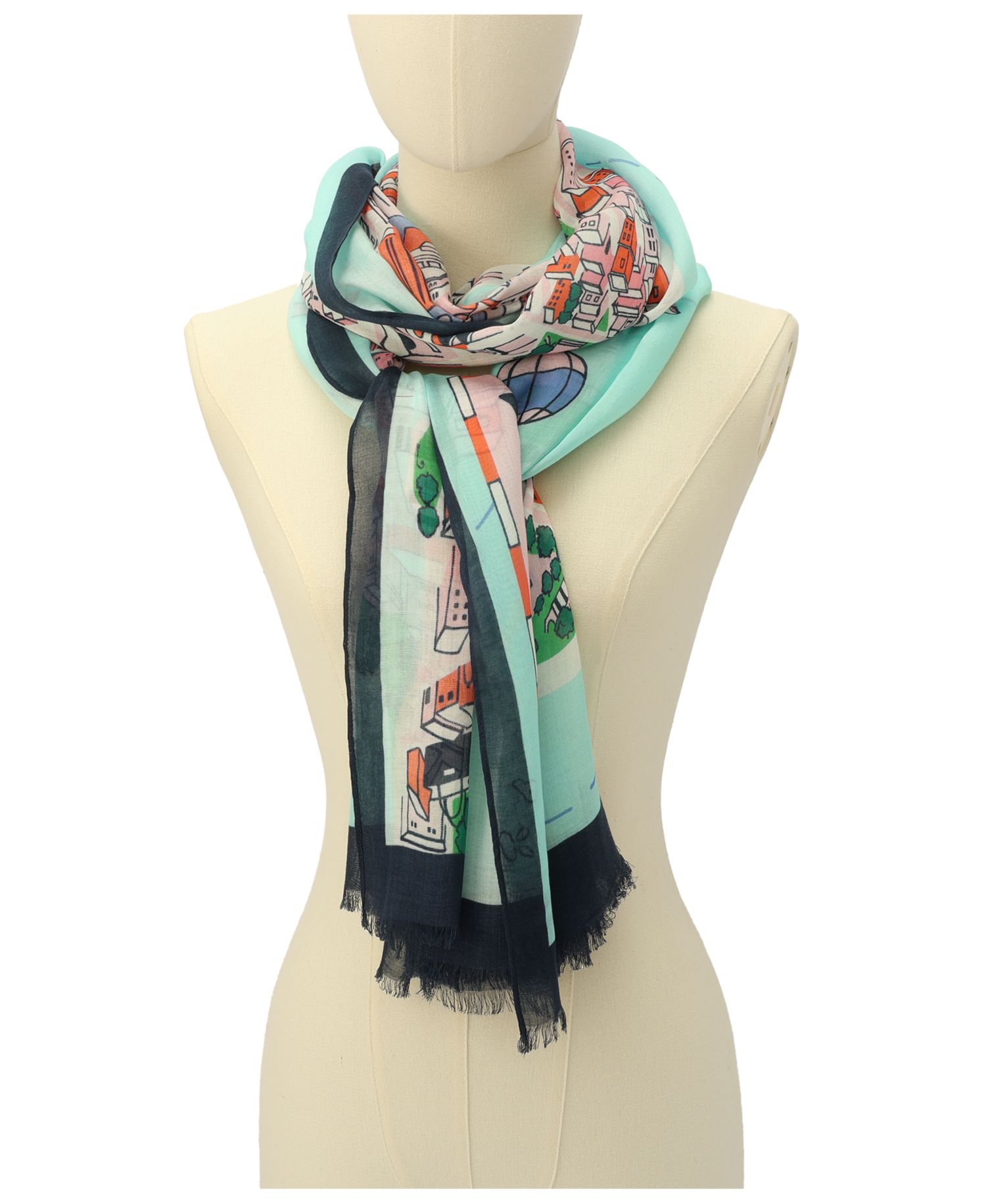 Women's Map Oblong Scarf