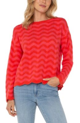 Liverpool Los Angeles - Women's Boat-Neck Scalloped-Hem Sweater
