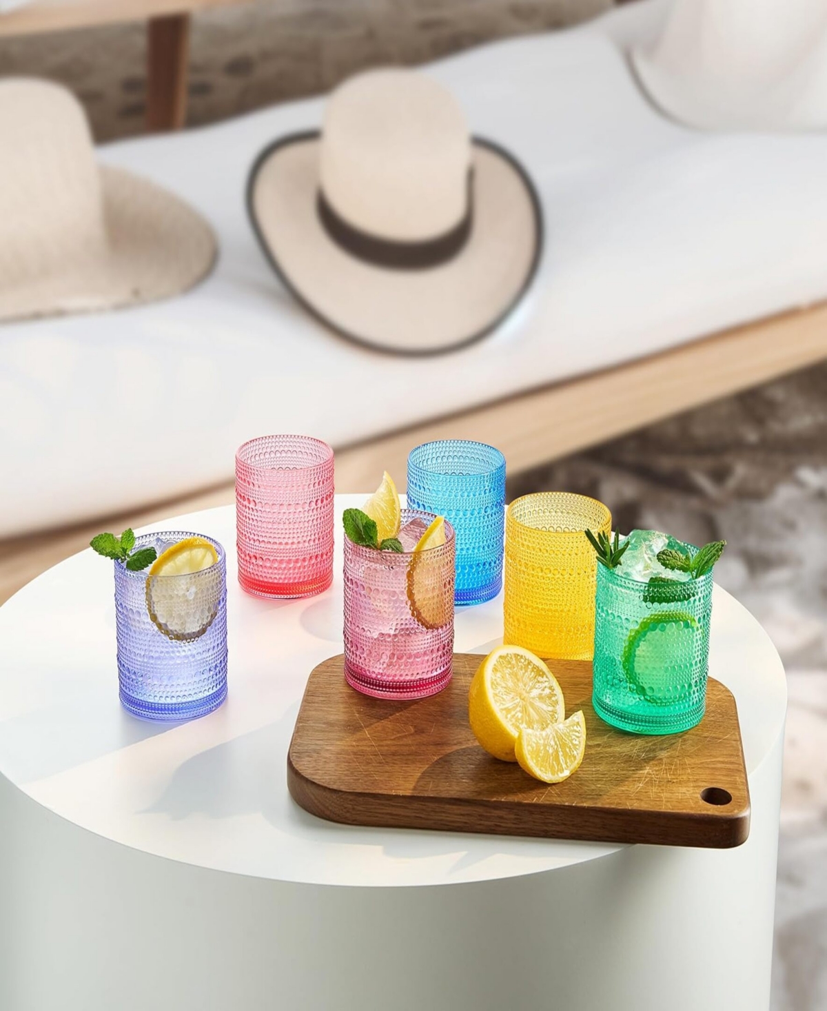 The Wine Savant Khen Hobnail Drinking Glasses, Set Of 6 In Multicolor