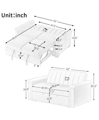 Convertible Soft Cushion Sofa Pull Bed ,for Two People to Sit On
