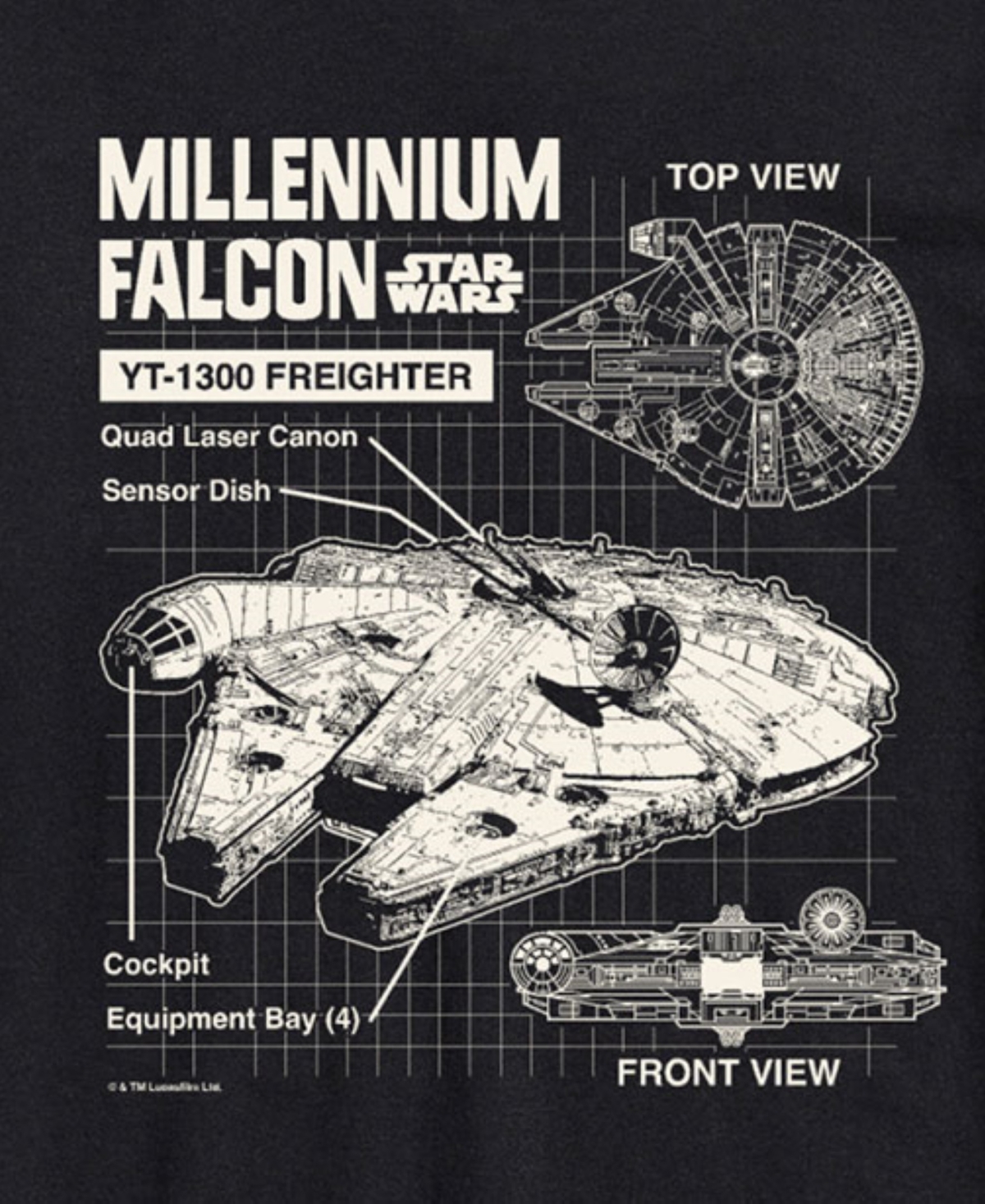 Airwaves Men's Star Wars Millennium Falcon Short Sleeve T-shirt In Black