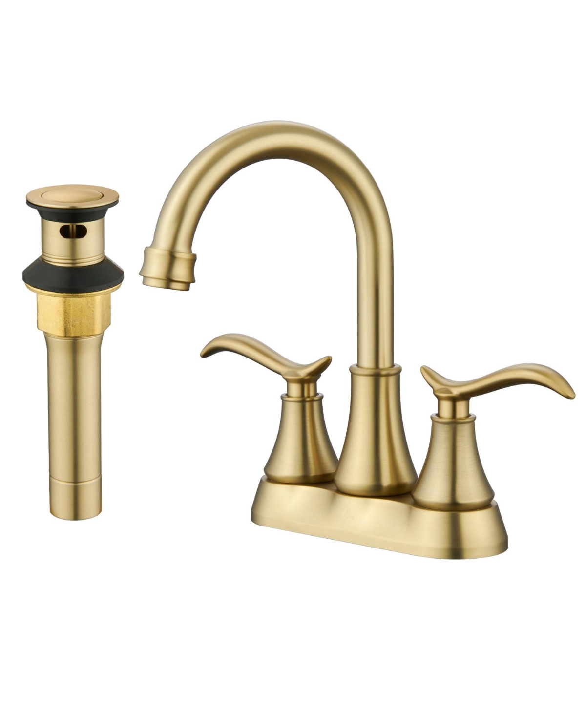4 Inch 2-Handle Centerset Bathroom Sink Faucet with Drain Assembly and Supply Hose cUPC Lavatory Faucet Mixer Double Handle Tap Deck Mounted Oil Rubbe