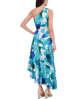 Eliza J Women's One-Shoulder Satin Asymmetric Dress - Macy's