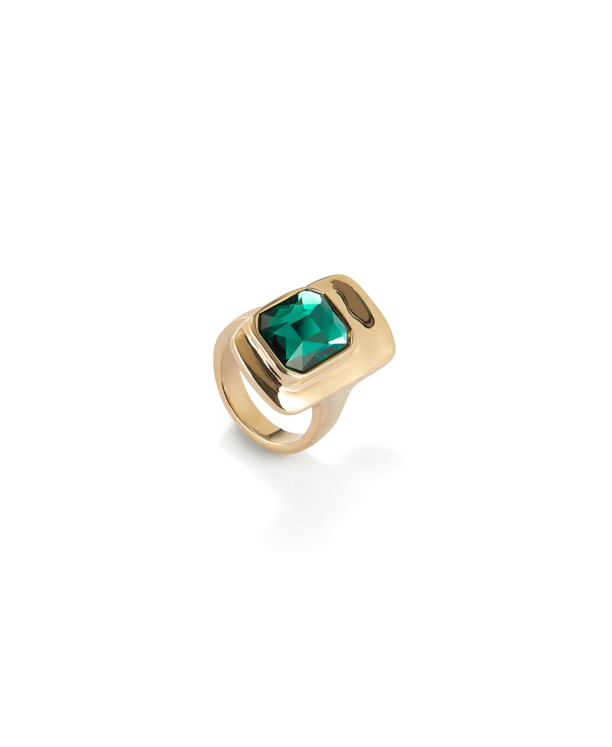UNOde50 Rectangular Shaped Crystal Ring - Gold