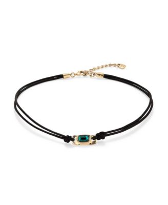 Green Crystal Leather Necklace