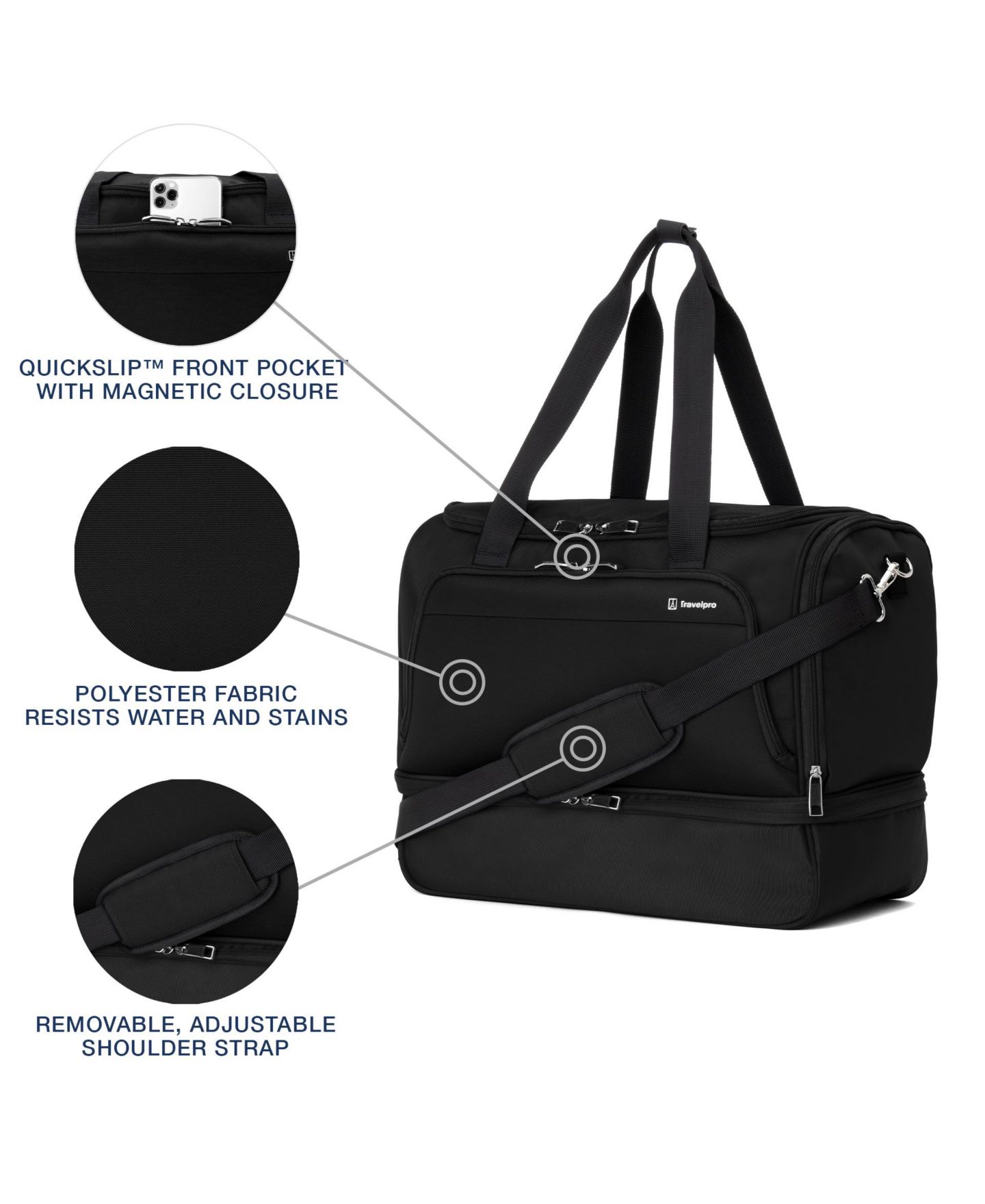 Сумка Travelpro WalkAbout 7 19" Drop Bottom Duffel, цвет: Чёрный — фото 8