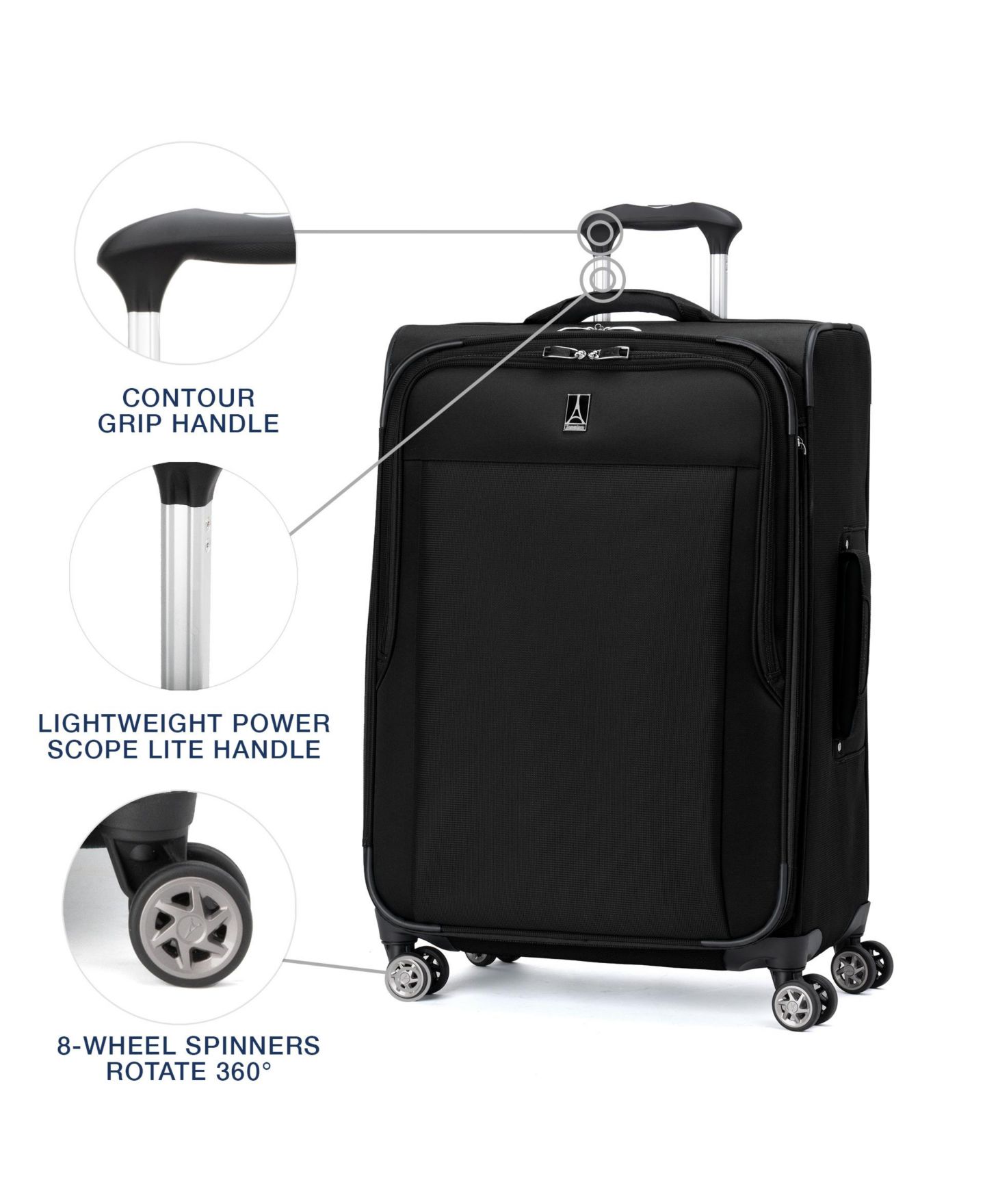 Чемодан Travelpro WalkAbout 7 Medium Softside Check-in Spinner, цвет: Чёрный — фото 11