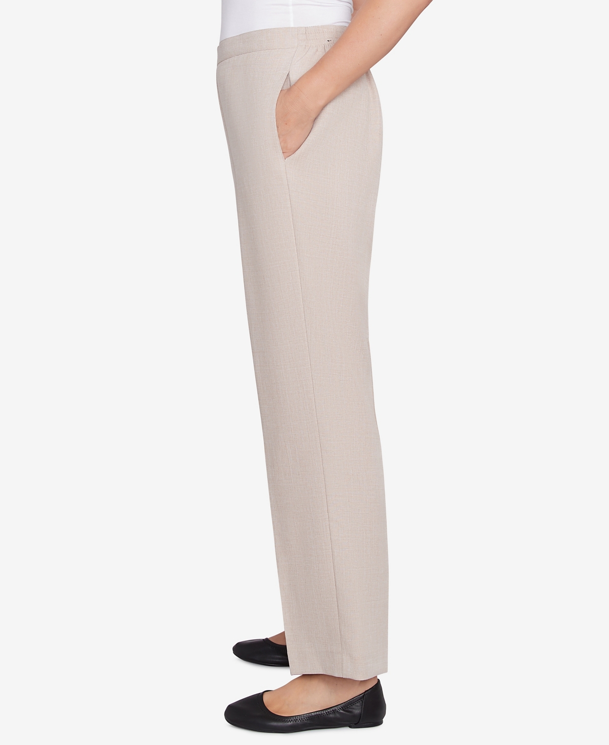 Alfred Dunner Petite Kensington Gardens Relaxed Linen Medium Length Pants In Linen