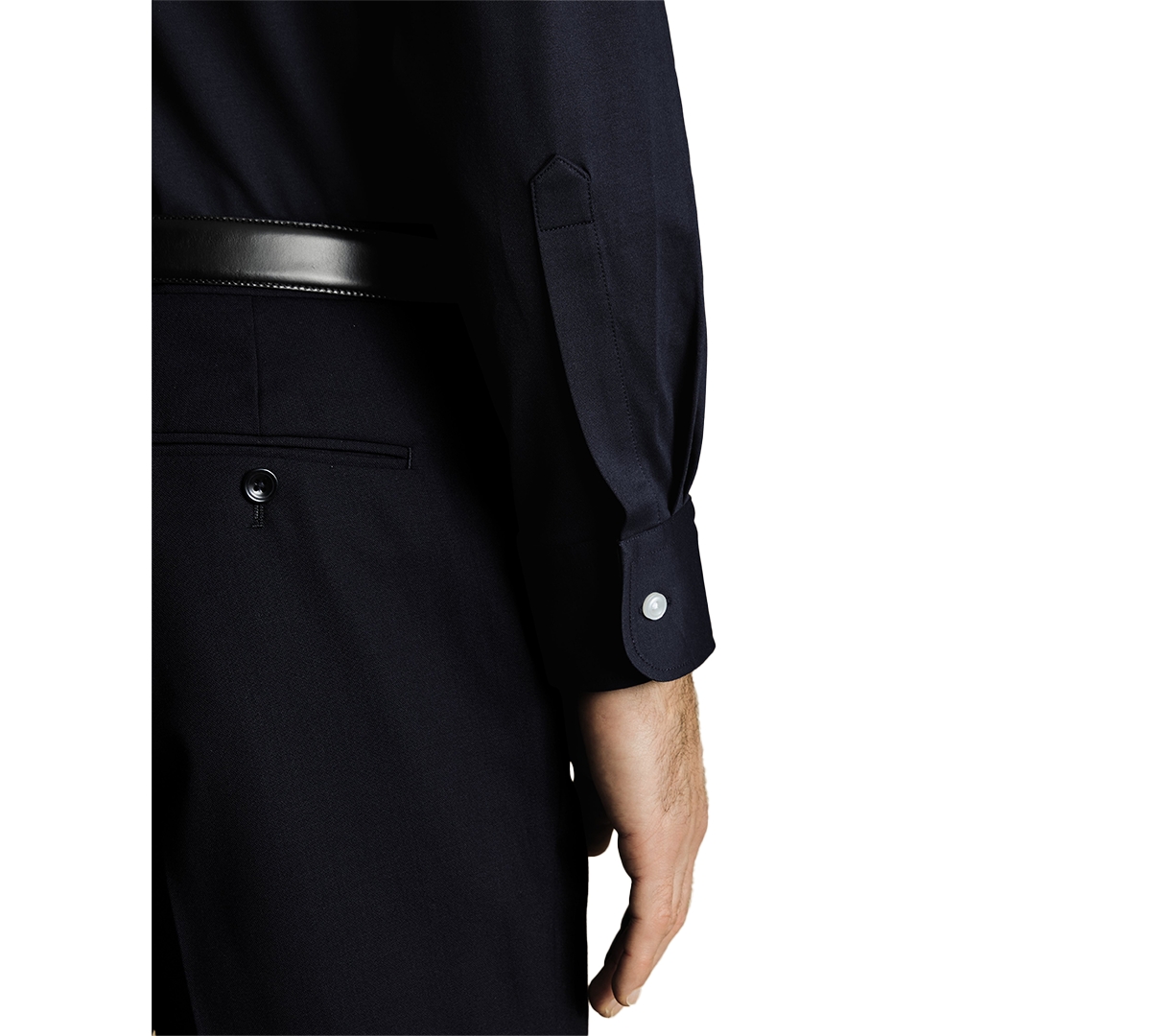 Shop Charles Tyrwhitt Men's Four-way Stretch Jersey Button Down Shirt In Navy Blue