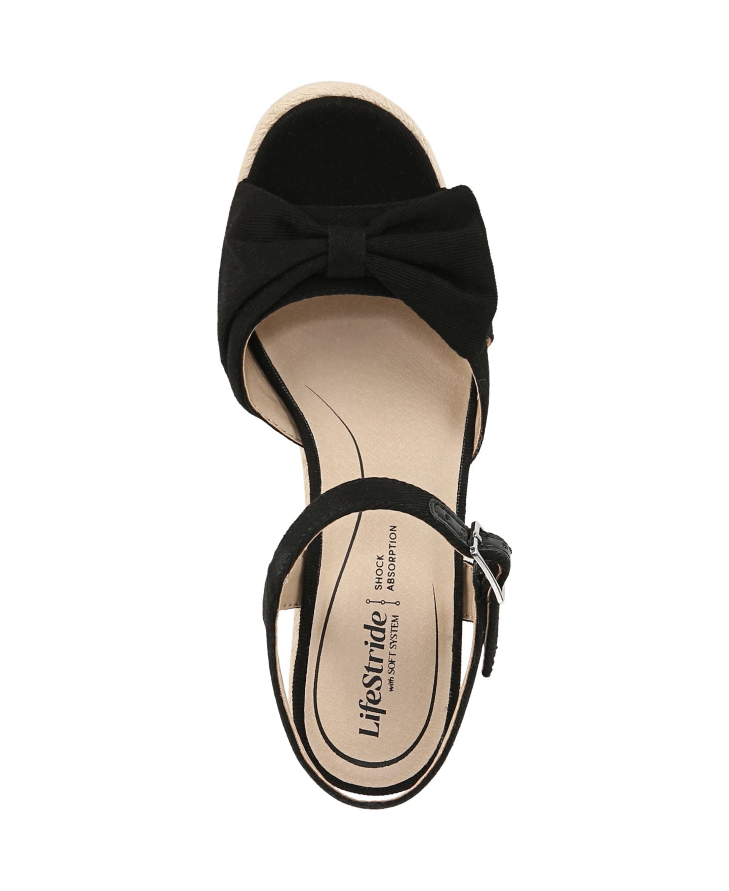 Женские сандалии LifeStride Tahlia Open RoundToe Espadrille Wedge, цвет: Чёрный холщовый — фото 4