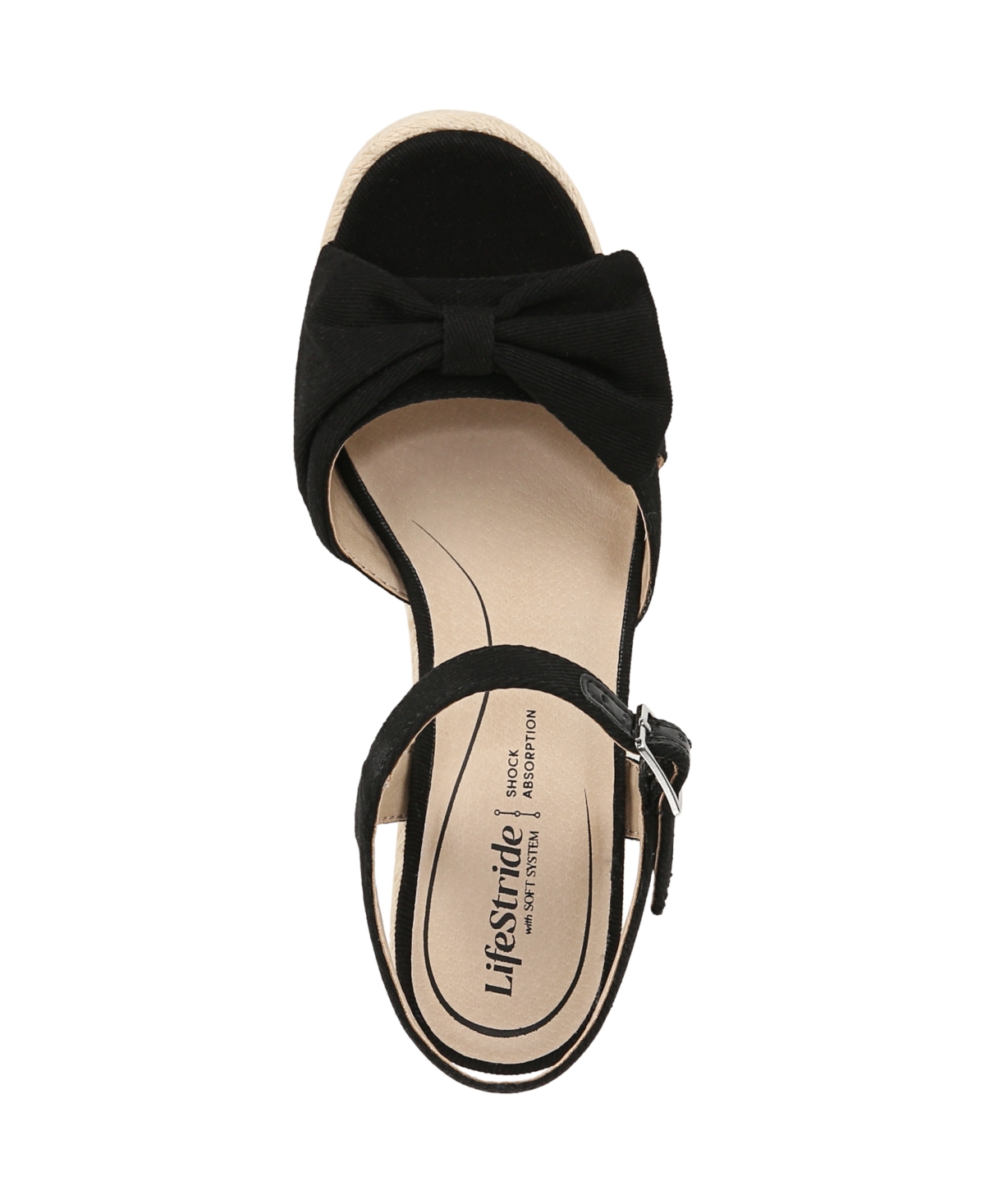 Shop Lifestride Women's Tahlia Open Roundtoe Espadrille Wedge Sandals In Black Canvas