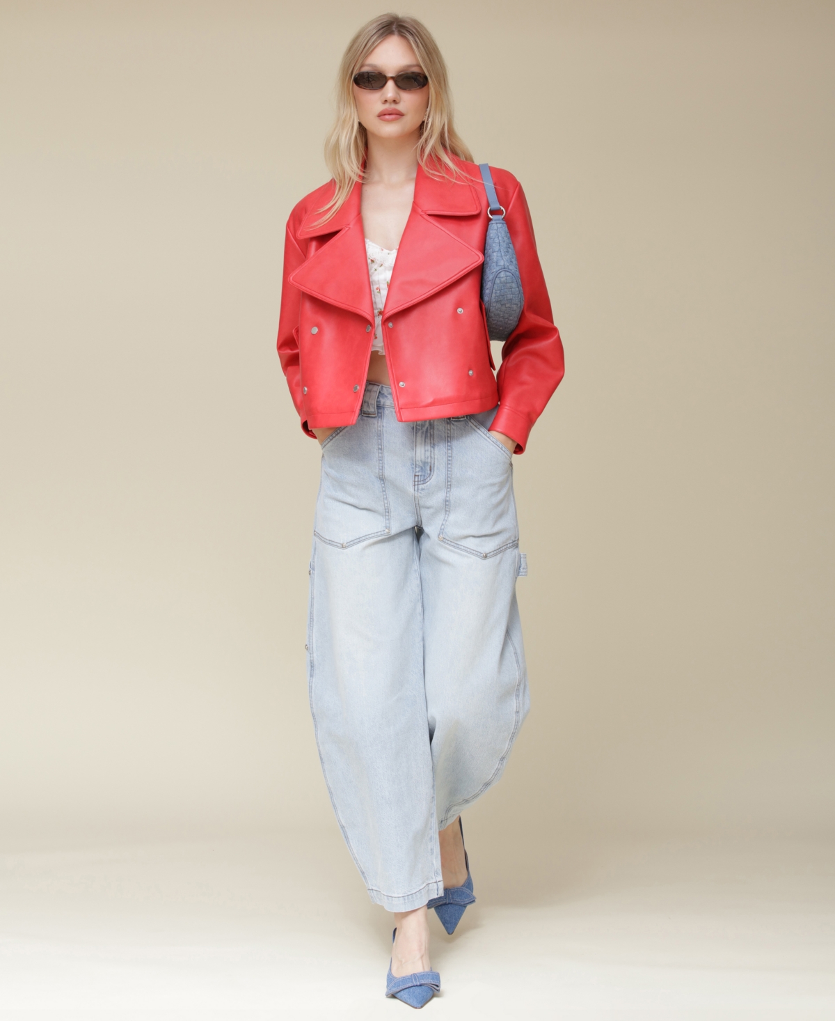 Shop Avec Les Filles Women's Double-breasted Cropped Jacket In Maraschino