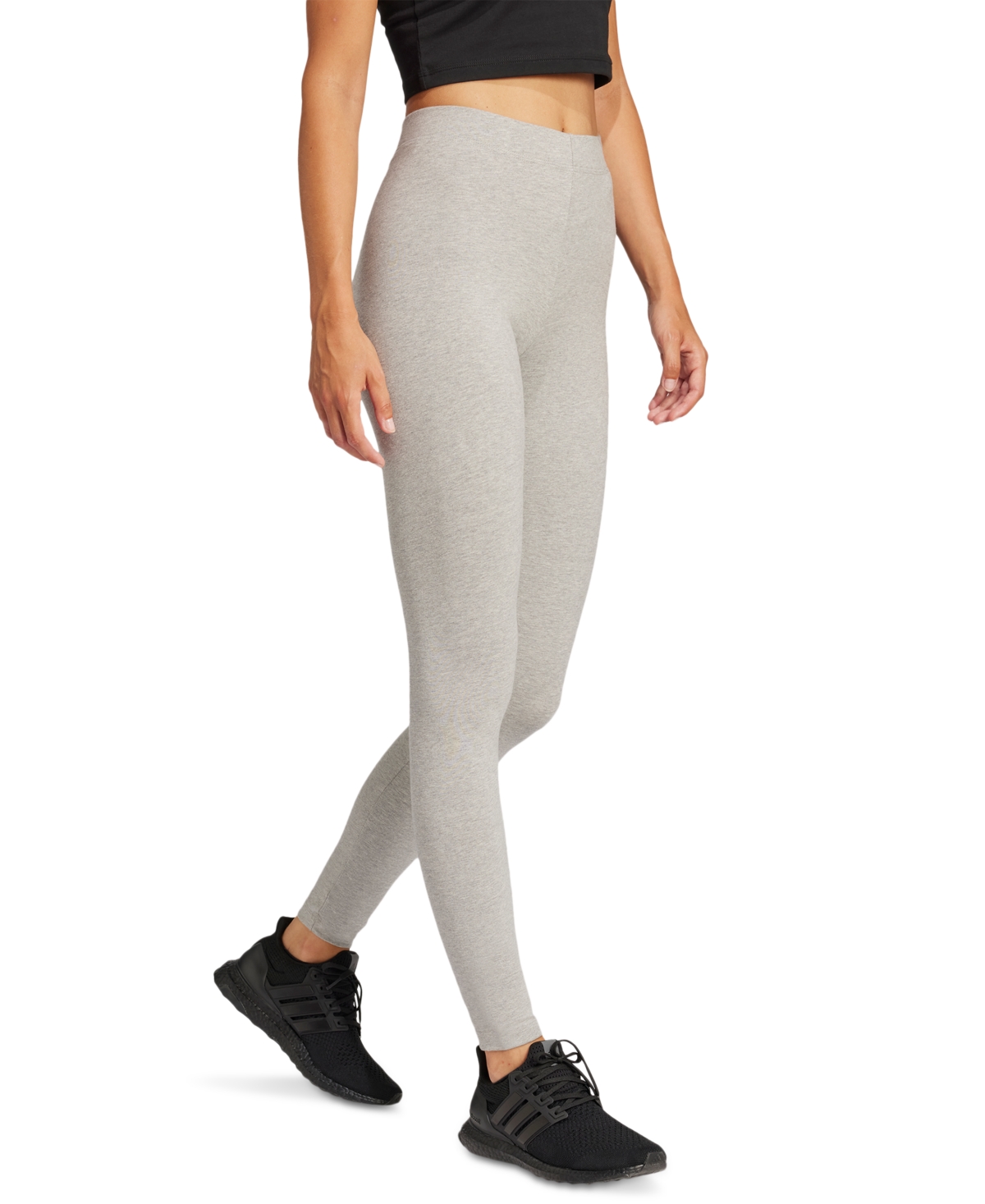 Adidas Originals Women's Hip-logo Full-length Athletic Tights In Medium Grey Heather,black