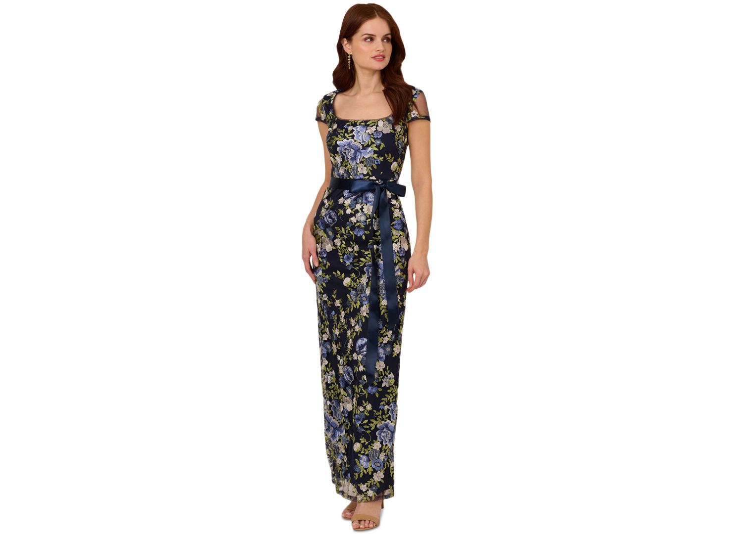 Women's Cascading Floral Sheath Gown