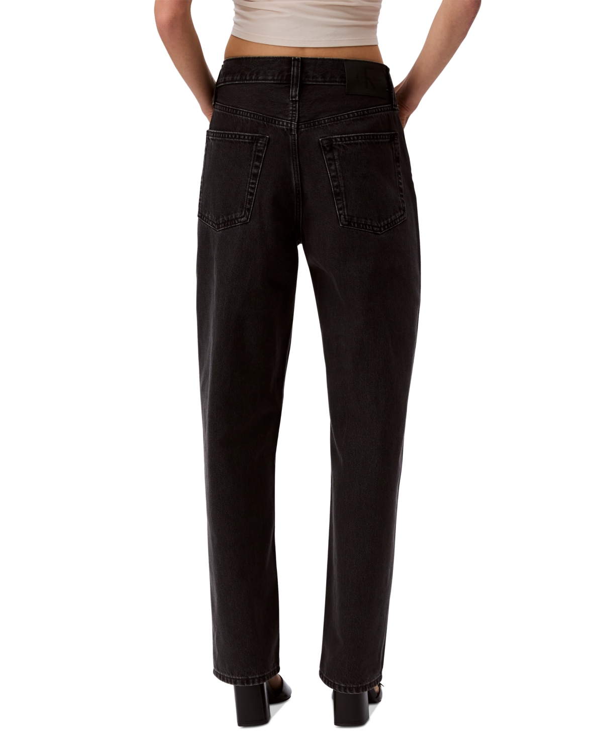 Calvin Klein Jeans Est.1978 Women's 90s Straight-leg Stretch Jeans In Ck Essential Black