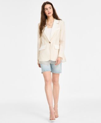 Women's One-Button Organza Blazer