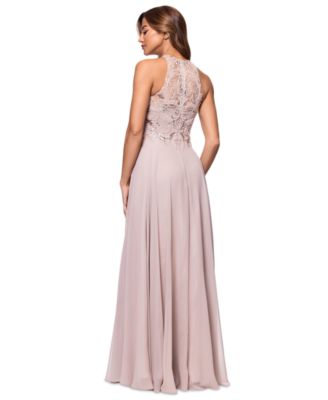Petite Beaded Sleeveless High-Neck Gown